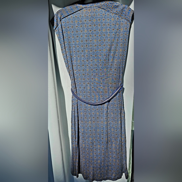 Tory Burch 100% Silk Dress w/Slip Sash Blue Size L - Picture 6 of 10